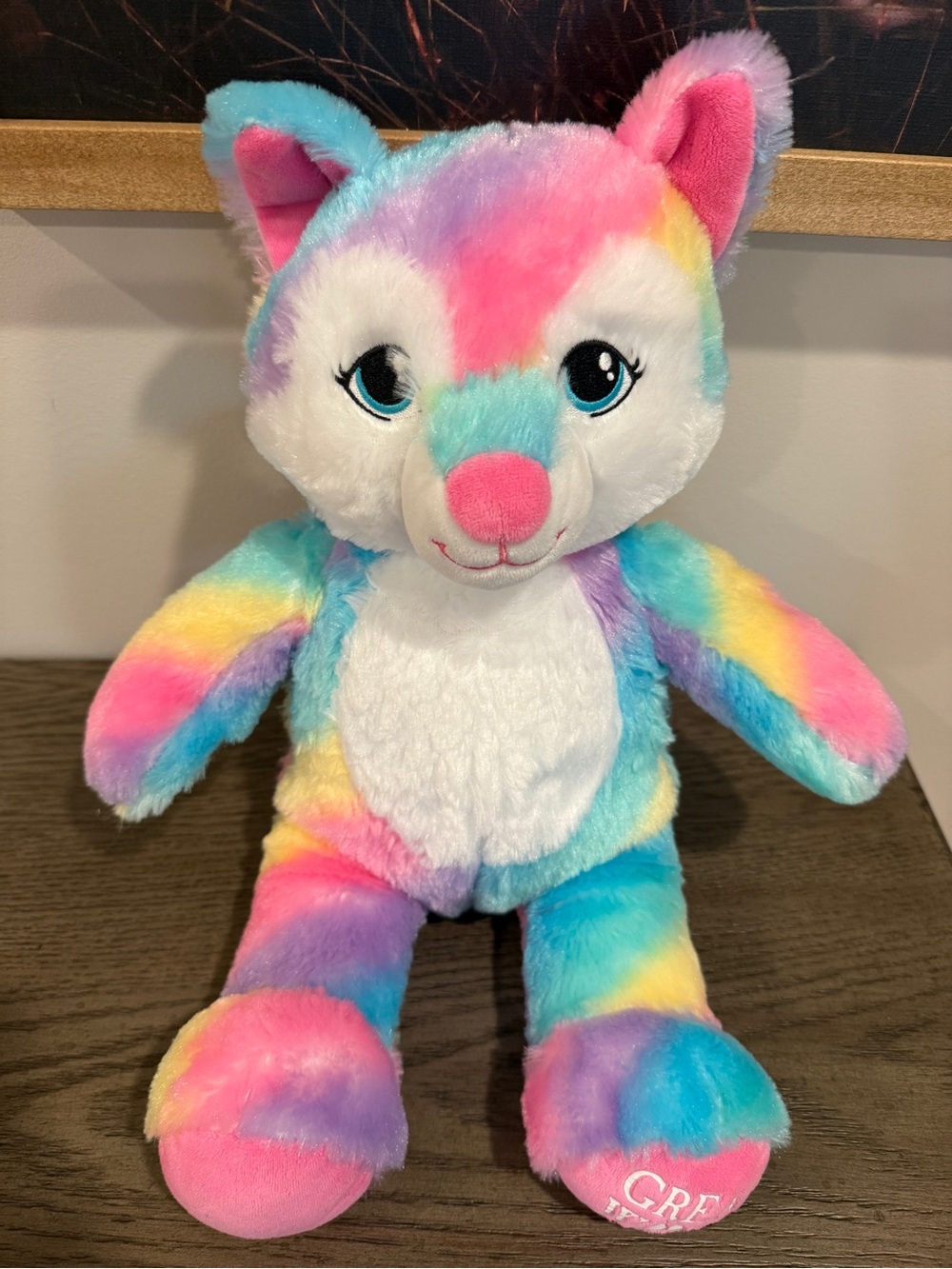 Great Wolf Lodge Build A Bear Pastel Rainbow Wolf Plush 16” Retired 2021